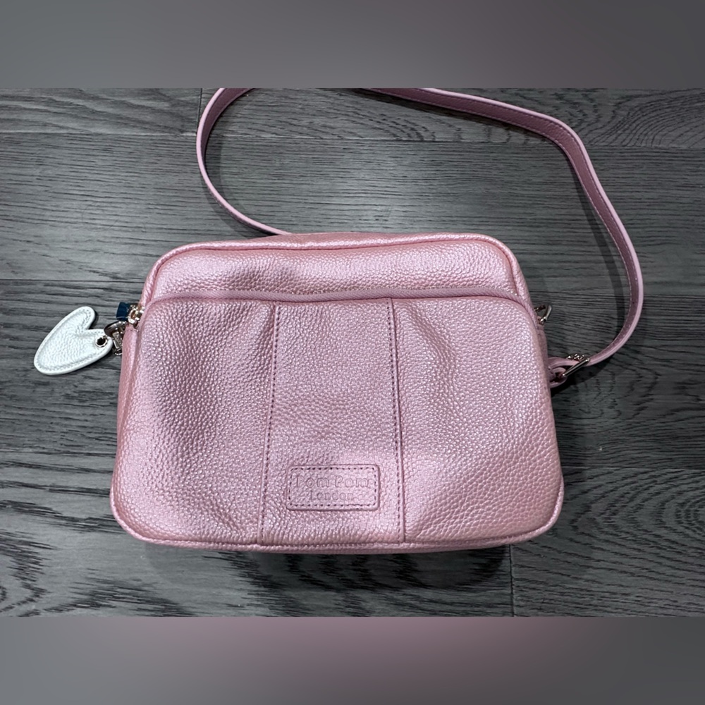 Pom Pom London Metallic Pink Crossbody Bag NWOT - Picture 8 of 16